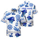 Blue White Skull Boat Hi-Vis Hawaiian Shirt