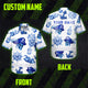 Blue White Skull Boat Hi-Vis Hawaiian Shirt