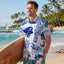 Blue White Skull Boat Hi-Vis Hawaiian Shirt