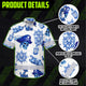 Blue White Skull Boat Hi-Vis Hawaiian Shirt