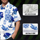 Blue White Skull Boat Hi-Vis Hawaiian Shirt