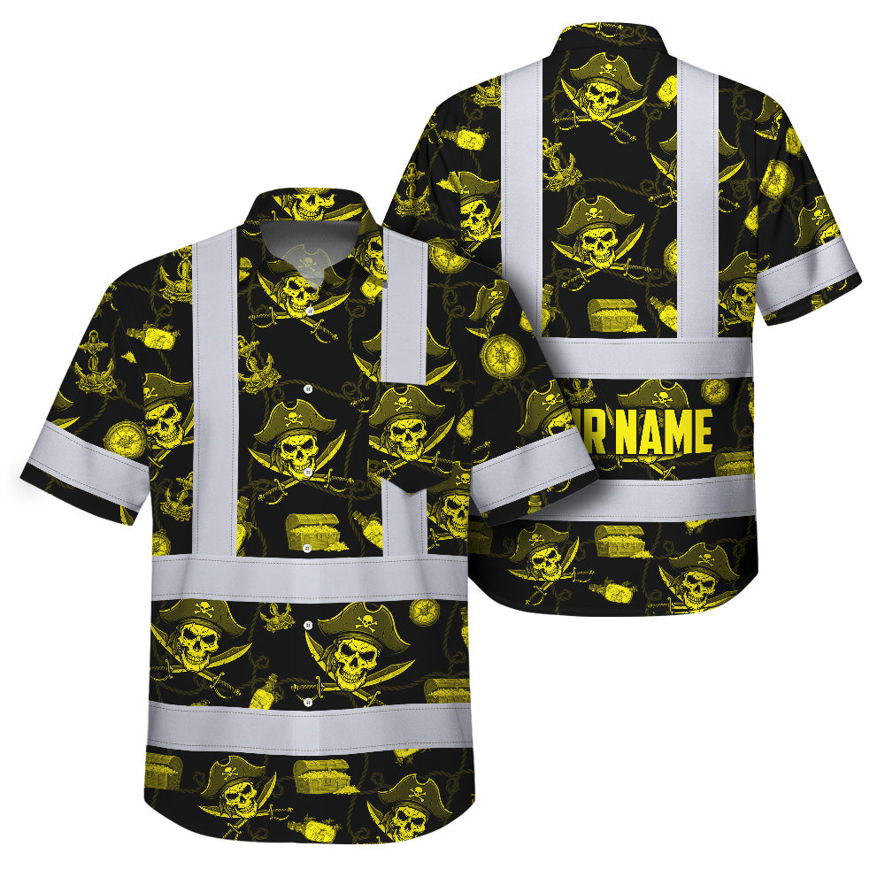 Yellow Skull Boat Hi-Vis Hawaiian Shirt