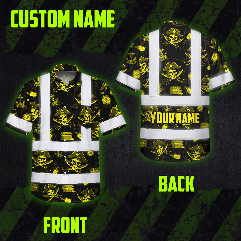 Yellow Skull Boat Hi-Vis Hawaiian Shirt