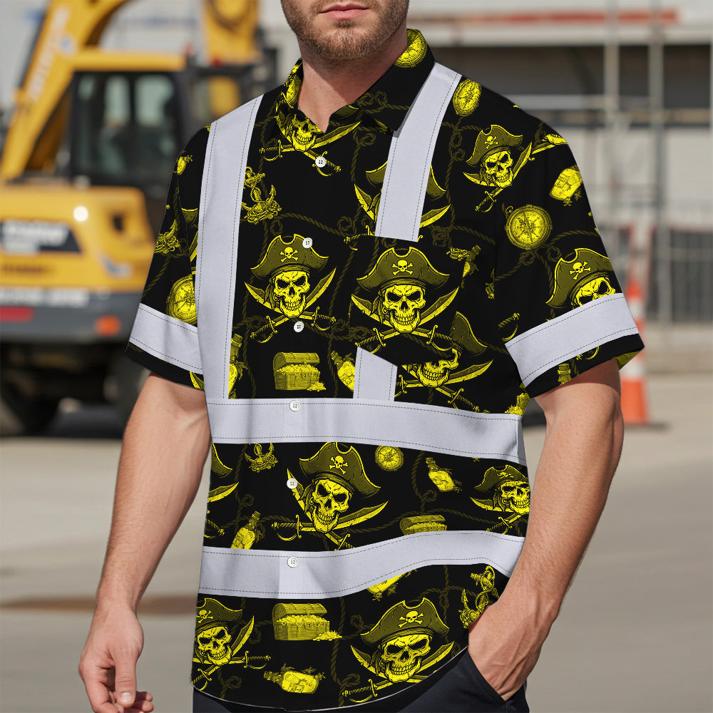 Yellow Skull Boat Hi-Vis Hawaiian Shirt