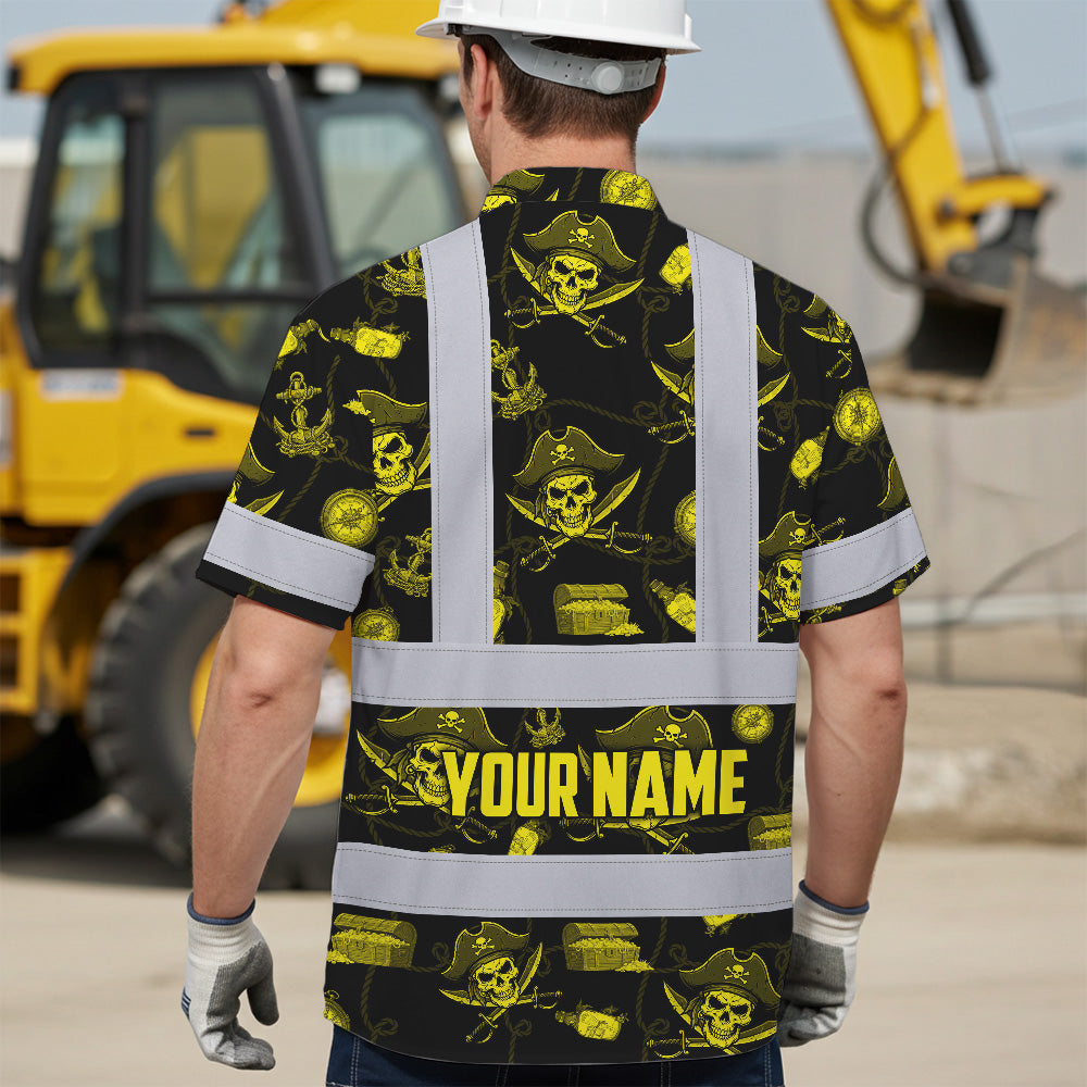 Yellow Skull Boat Hi-Vis Hawaiian Shirt