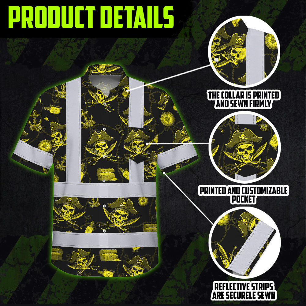 Yellow Skull Boat Hi-Vis Hawaiian Shirt