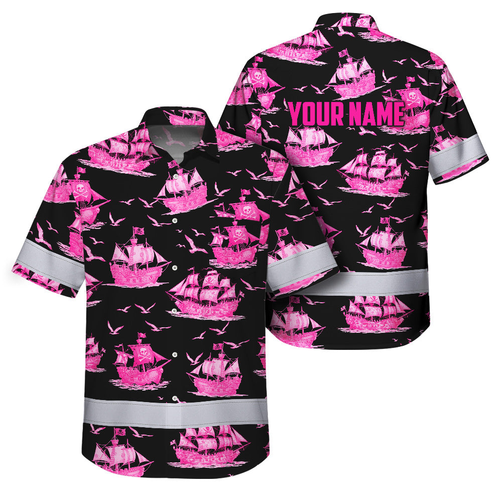 Pink Neon Boat Hi-Vis Hawaiian Shirt