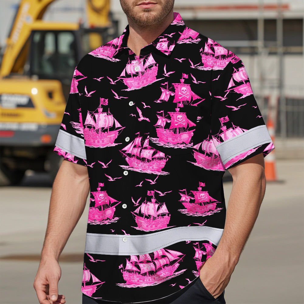 Pink Neon Boat Hi-Vis Hawaiian Shirt