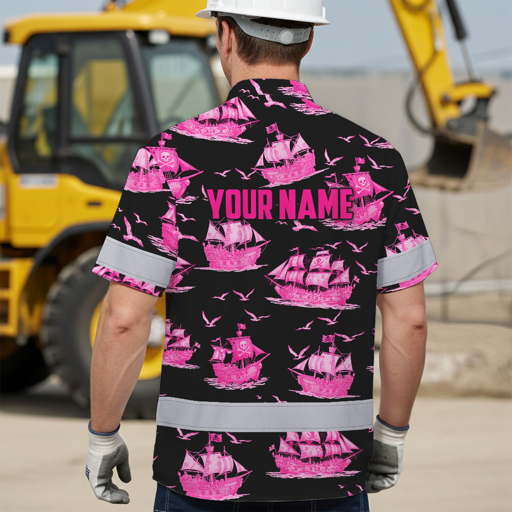 Pink Neon Boat Hi-Vis Hawaiian Shirt