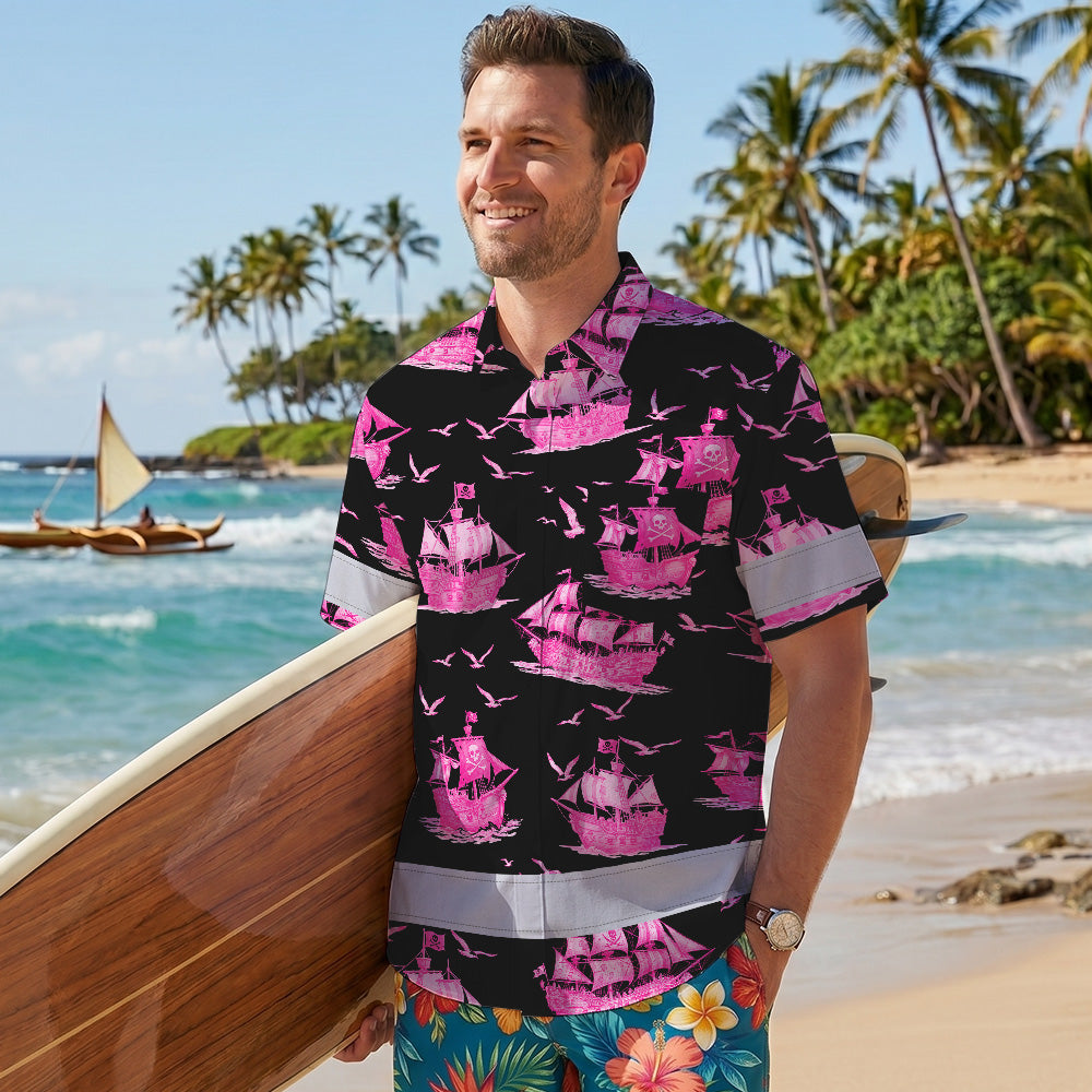 Pink Neon Boat Hi-Vis Hawaiian Shirt