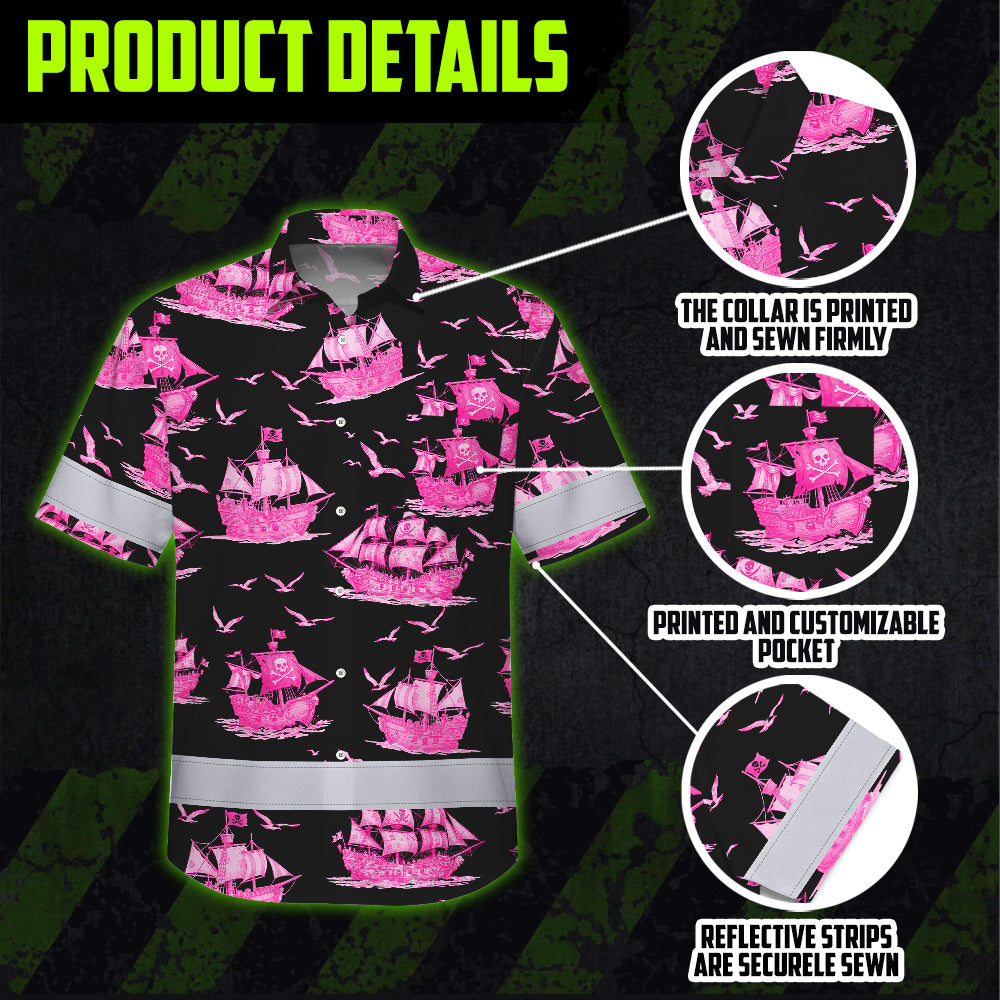 Pink Neon Boat Hi-Vis Hawaiian Shirt
