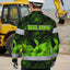 Hi Vis Hawaiian Long Sleeve Shirt Reflective Tapes Green Neon Hibiscus Flower Hi-Vis Long Sleeve Shirt