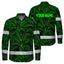 Hi Vis Hawaiian Long Sleeve Shirt Reflective Tapes Green Neon Leaves Hi-Vis Long Sleeve Shirt