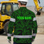 Hi Vis Hawaiian Long Sleeve Shirt Reflective Tapes Green Neon Leaves Hi-Vis Long Sleeve Shirt