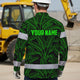 Hi Vis Hawaiian Long Sleeve Shirt Reflective Tapes Green Neon Leaves Hi-Vis Long Sleeve Shirt