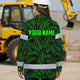 Hi Vis Hawaiian Long Sleeve Shirt Reflective Tapes Green Neon Leaves Hi-Vis Long Sleeve Shirt