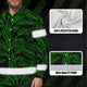 Hi Vis Hawaiian Long Sleeve Shirt Reflective Tapes Green Neon Leaves Hi-Vis Long Sleeve Shirt