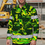Hi Vis Hawaiian Long Sleeve Shirt Reflective Tape Gradient Green Yellow Sea Animal Hi-Vis Long Sleeve Shirt