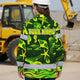 Hi Vis Hawaiian Long Sleeve Shirt Reflective Tape Gradient Green Yellow Sea Animal Hi-Vis Long Sleeve Shirt