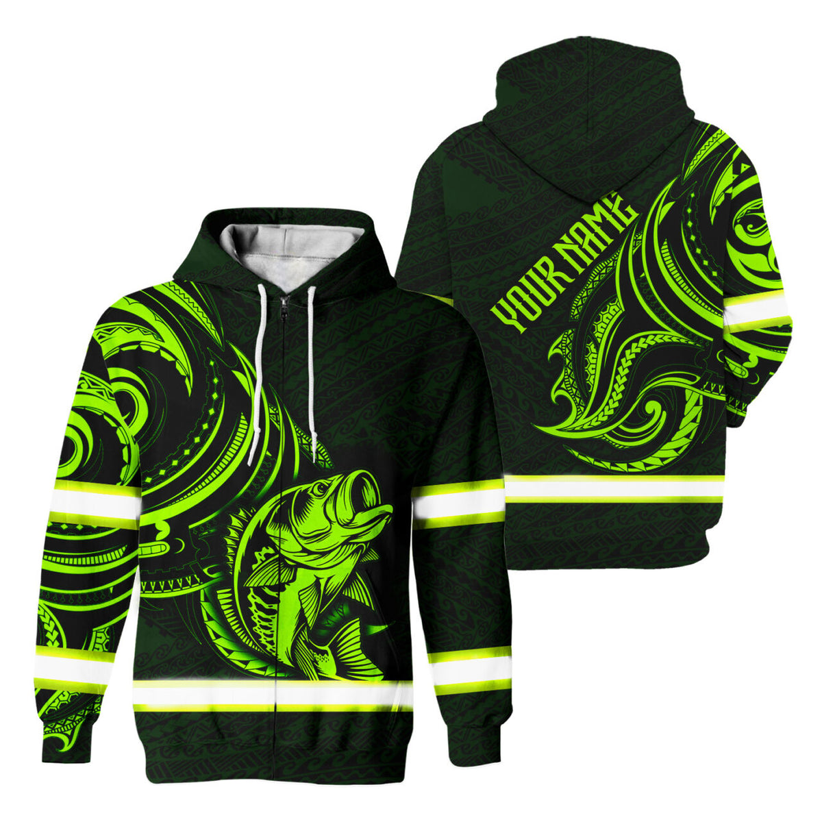 Hi Vis Jacket Reflective Green Neon Hawaii Fishing Custom Name Safety
