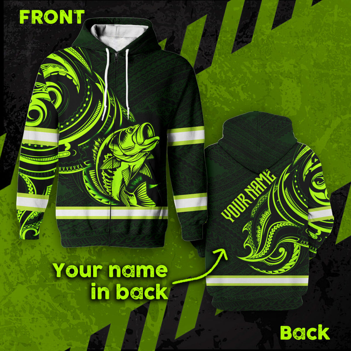 Hi Vis Jacket Reflective Green Neon Hawaii Fishing Custom Name Safety