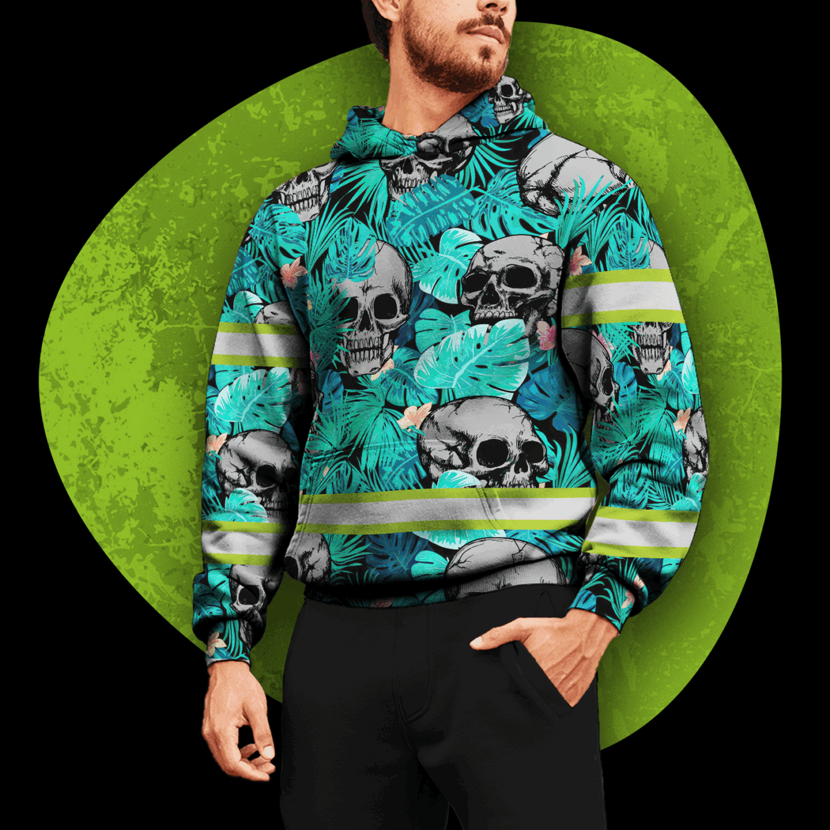 Reflective Hi Vis Mint Neon Hoodie - Safety Workwear
