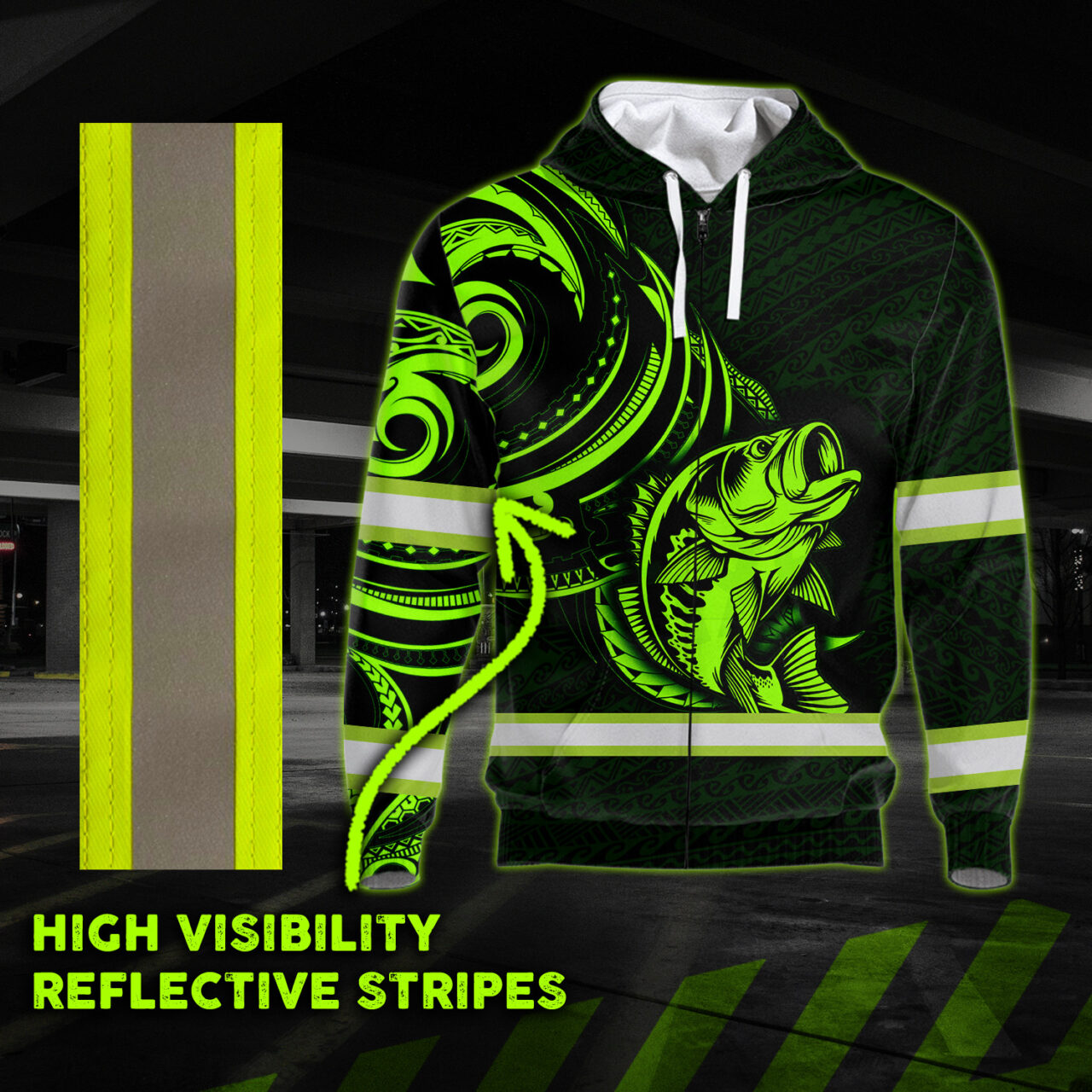 Hi Vis Jacket Reflective Green Neon Hawaii Fishing Custom Name Safety