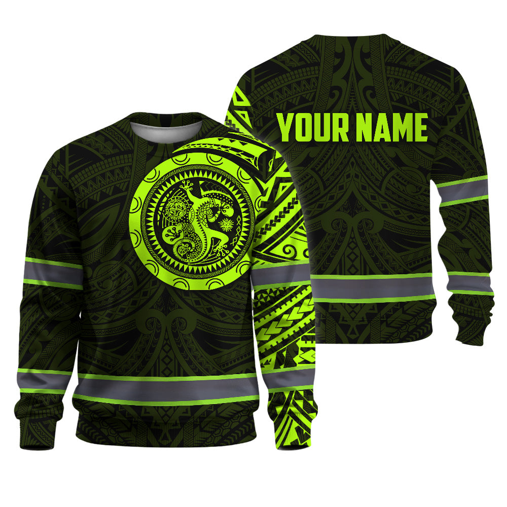 Hi Vis Long Sleeve Shirt Reflective Tapes Hawaiian Custom Name Safety