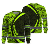 Hi Vis Long Sleeve Shirt Reflective Tapes Hawaiian Polynesian Tribal Custom Name Safety Workwear