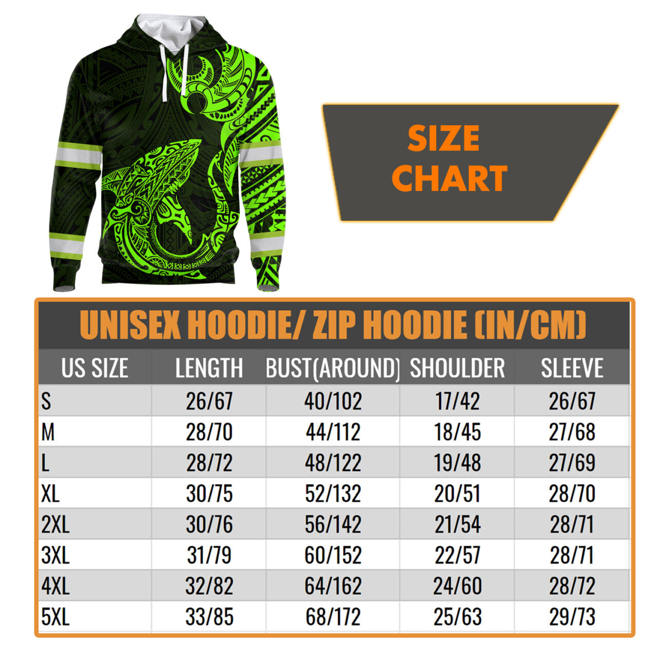 Hi Vis Hoodie Reflective Tapes Green Shark Hawaiian Polynesian Tribal Custom Name Safety Workwear For Workers, Runners, Cyclists