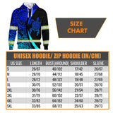 Hi Vis Zip Hoodie Reflective Blue Neon Turtle Gradient Hawaii Polynesian Custom Name Safety Workwear For Workers, Runners, Cyclists, Patriotic