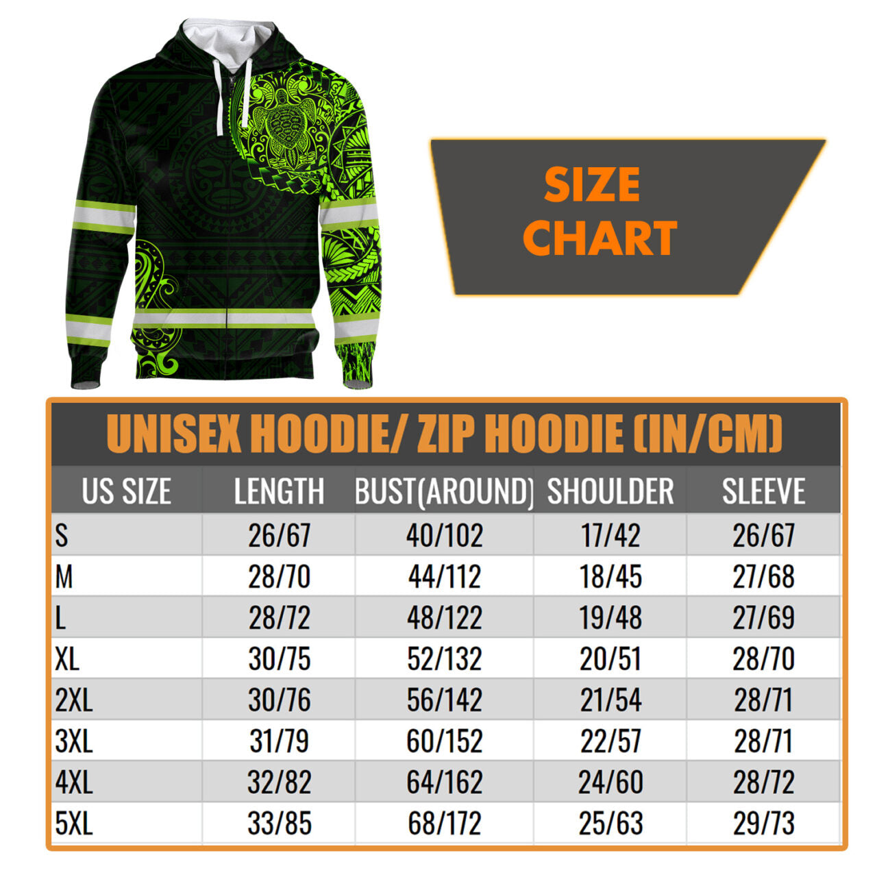 Hi Vis Zip Hoodie  Reflective Green Neon Turtle 2 Hawaii Polynesian Custom Name Safety Workwear For Workers, Runners, Cyclists, Patriotic