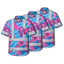 Pink Neon And Blue Flowers Hi-Vis Hawaiian Shirt