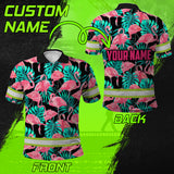 Hi Vis Polo Shirts Reflective Tapes Pink Flamingo Flower Hawaiian Custom Name Safety Workwear