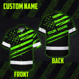 Custom Name Reflective Hi Vis Hawaiian Shirt - US Flag Patriotic Safety Workwear