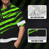 Custom Name Reflective Hi Vis Hawaiian Shirt - US Flag Patriotic Safety Workwear