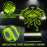 Hi Vis Polo Shirts Reflective Tapes Octopus Hawaiian Polynesian Tribal Custom