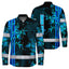 Hi Vis Hawaiian Long Sleeve Shirt Reflective Tape Blue Neon Bamboo Hi-Vis Long Sleeve Shirt