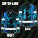 Hi Vis Hawaiian Long Sleeve Shirt Reflective Tape Blue Neon Bamboo Hi-Vis Long Sleeve Shirt