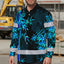Hi Vis Hawaiian Long Sleeve Shirt Reflective Tape Blue Neon Bamboo Hi-Vis Long Sleeve Shirt