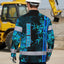 Hi Vis Hawaiian Long Sleeve Shirt Reflective Tape Blue Neon Bamboo Hi-Vis Long Sleeve Shirt