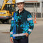 Hi Vis Hawaiian Long Sleeve Shirt Reflective Tape Blue Neon Bamboo Hi-Vis Long Sleeve Shirt