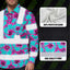 Hi Vis Hawaiian Long Sleeve Shirt Reflective Tapes Blue Neon And Pink Flowers Hi-Vis Long Sleeve Shirt