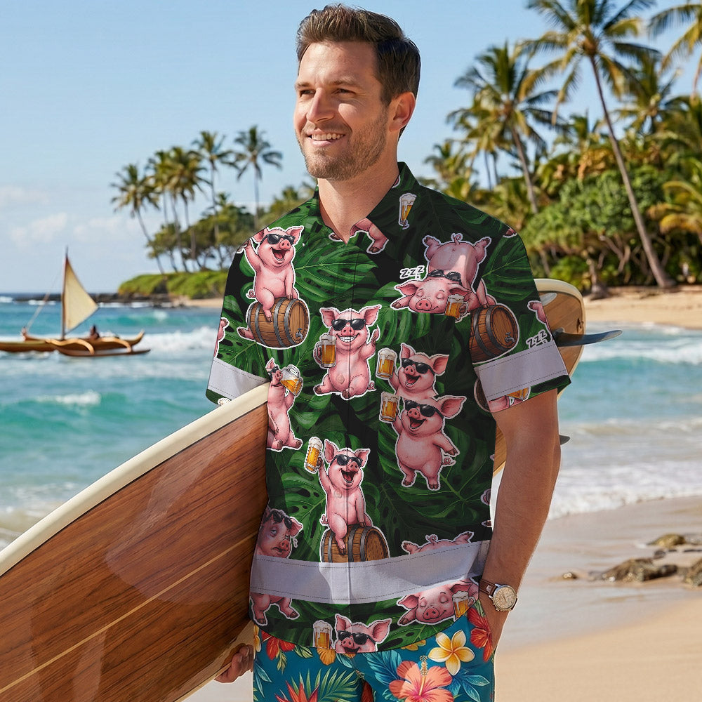 Funny Pig Beer Hi-Vis Hawaiian Shirt