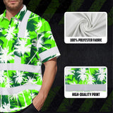 Hi Vis Hawaiian Shirt Reflective Tapes Green Neon Flowers Custom Name Safety Workwear For Workers, Truckers, Operators