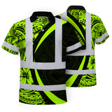 Hi Vis Polo Shirt Reflective Tapes Hawaiian Polynesian Tribal Custom Name Safety Workwear Workers, Truckers