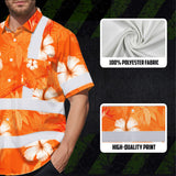 Hi Vis Hawaiian Shirt Reflective Tapes Orange Neon Custom Name Safety Workwear For Workers, Truckers, Operators