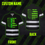 Hi Vis Hawaiian Shirt Reflective Tapes Scratch Green Neon US Flag Custom