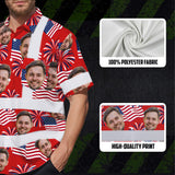 Hi Vis Hawaiian Shirt Reflective Tapes US Flag Blue Red 3 Custom Name And Image Safety Workwear For Workers, Truckers, Operators, Independence
