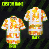Hi Vis Hawaiian Shirt Reflective Tapes Yellow Neon Flowers Custom Name Safety Workwear For Workers, Truckers, Operators